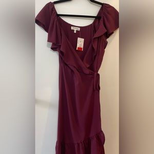 Monteau burgundy wrap over dress size M